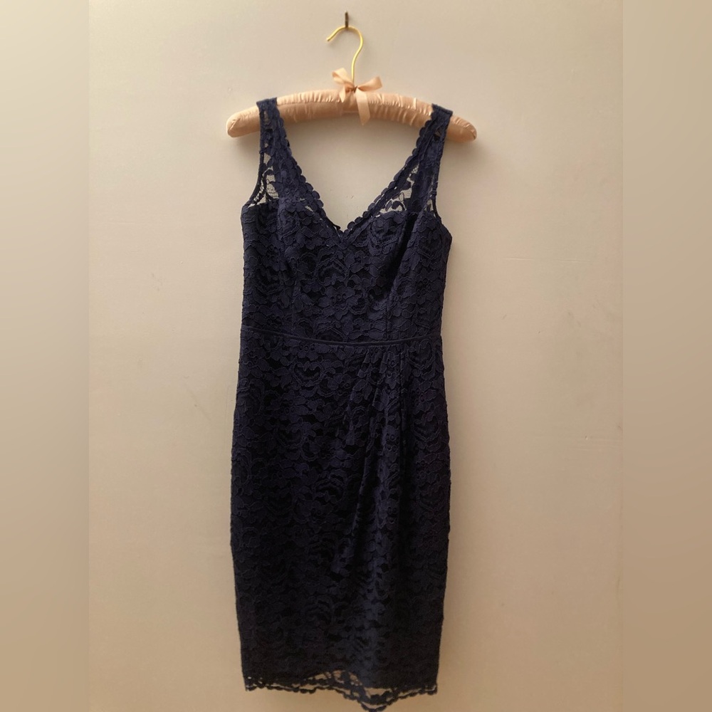 Midnight Blue Lace Sheath Dress
